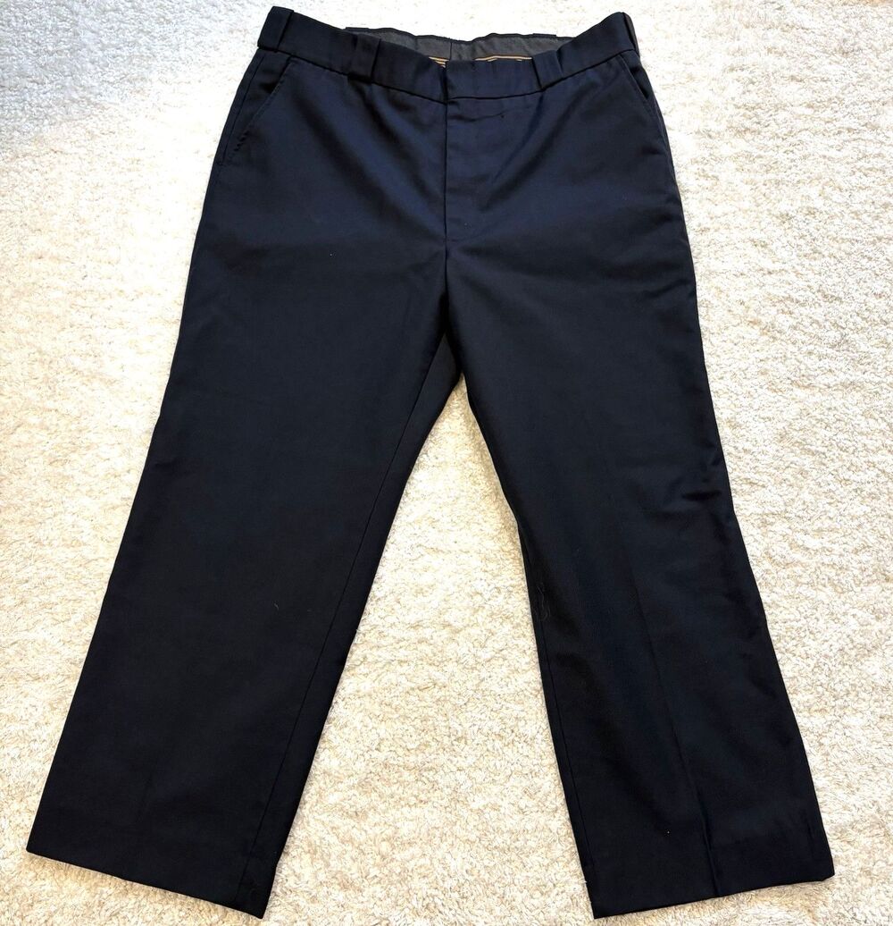 Conqueror Men’s Black Dress Pants 42R Straight Leg Flat Front Wool Blend